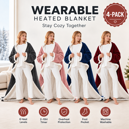🔥Wearable Heated Blanket with Foot Pocket Sherpa🔥Overheat Protection & Auto Shut-Off