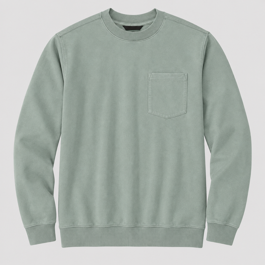 Vintage Washed Unisex Pocket Crewneck Sweatshirt