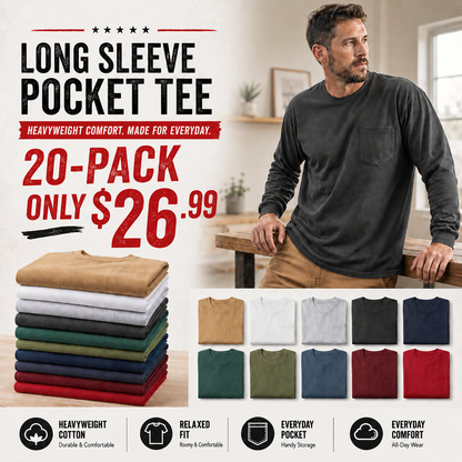 🔥Men's Heavyweight Cotton Pocket T-Shirt – Relaxed Fit Everyday Casual Tee