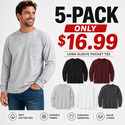 🔥Men's Heavyweight Cotton Pocket T-Shirt – Relaxed Fit Everyday Casual Tee