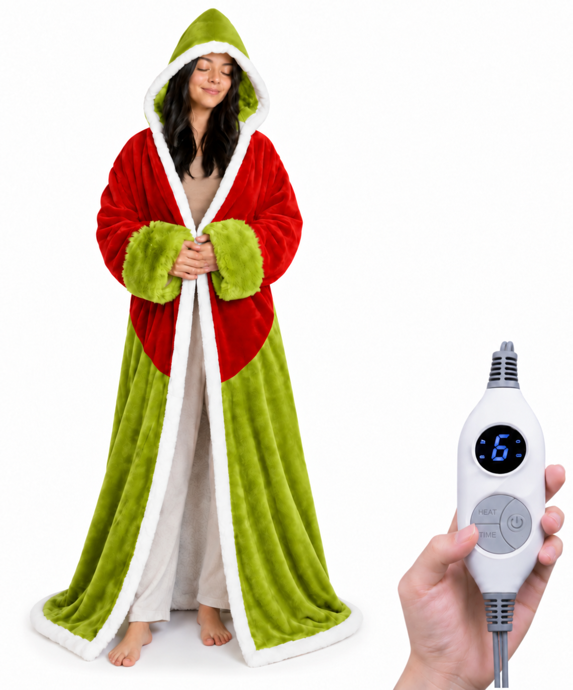 🔥Wearable Heated Blanket with Foot Pocket Sherpa🔥Overheat Protection & Auto Shut-Off