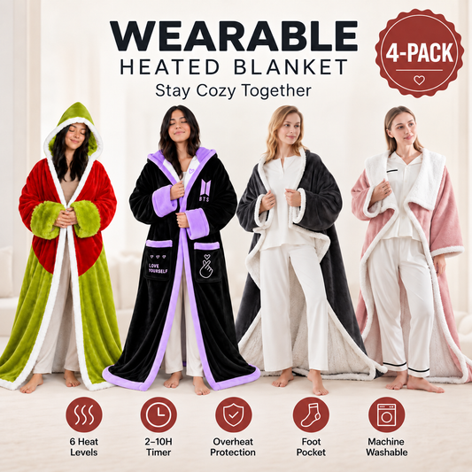 🔥Wearable Heated Blanket with Foot Pocket Sherpa🔥Overheat Protection & Auto Shut-Off